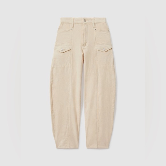PAIGE ALEXIS BARREL LEG JEANS IN BLONDE SAND - Picture 1 of 5